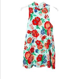 Everly Teal Floral Babydoll Dress Small